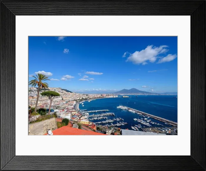 Framed Print : Naples, Italy aerial skyline on the bay with Mt. Vesuvius in the day Framed Print : Naples, Italy aerial skyline on the bay with Mt. Vesuvius in the day