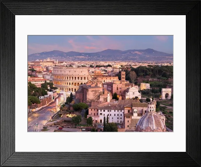 Framed Print : Rome, Italy view towards the Colosseum with archeological areas at sunset Framed Print : Rome, Italy view towards the Colosseum with archeological areas at sunset