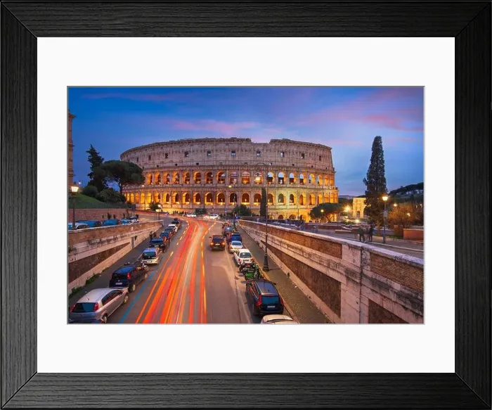 Framed Print : Rome, Italy at the Colosseum over the street at night Framed Print : Rome, Italy at the Colosseum over the street at night
