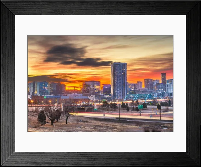 Framed Print : Denver, Colorado, USA downtown city skyline at night Framed Print : Denver, Colorado, USA downtown city skyline at night