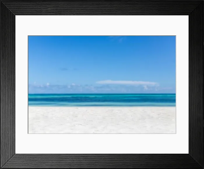 Framed Print : Empty tropical beach background. Horizon with sky and white sand. Paradise island shore or coast Framed Print : Empty tropical beach background. Horizon with sky and white sand. Paradise island shore or coast