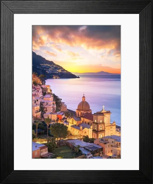 Framed Print : Positano, Italy along the Amalfi Coast at dusk Framed Print : Positano, Italy along the Amalfi Coast at dusk