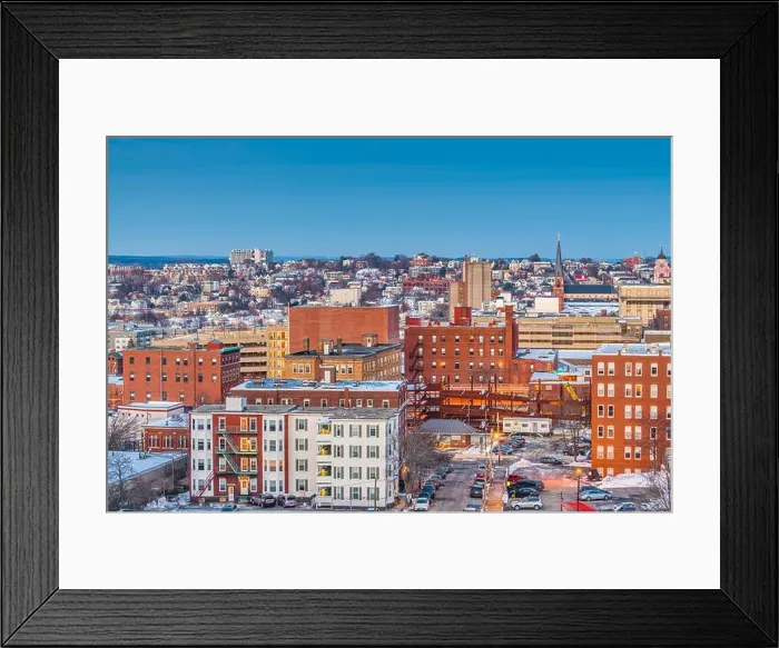 Framed Print : Portland, Maine, USA downtown skyline at twilight in winter Framed Print : Portland, Maine, USA downtown skyline at twilight in winter