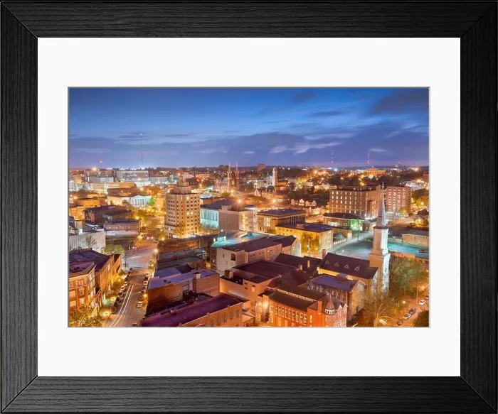 Framed Print : Macon, Georgia, USA downtown skyline at dusk Framed Print : Macon, Georgia, USA downtown skyline at dusk