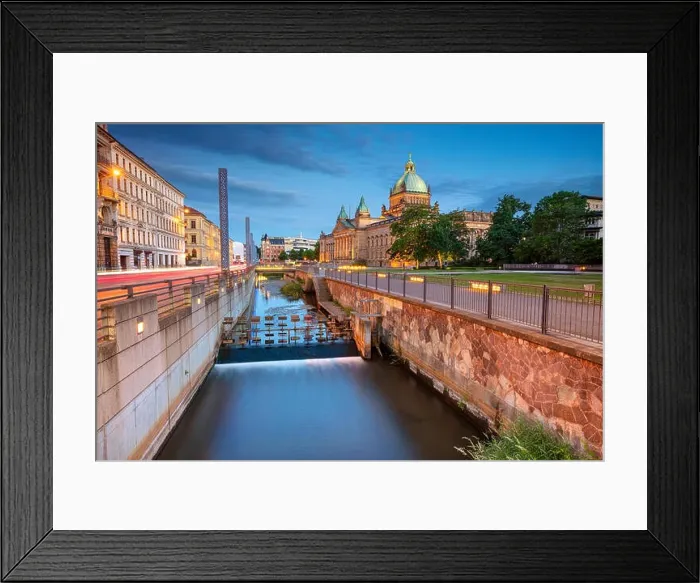 Framed Print : Leipzig, Germany. Cityscape image of Leipzig downtown during twilight blue hour Framed Print : Leipzig, Germany. Cityscape image of Leipzig downtown during twilight blue hour