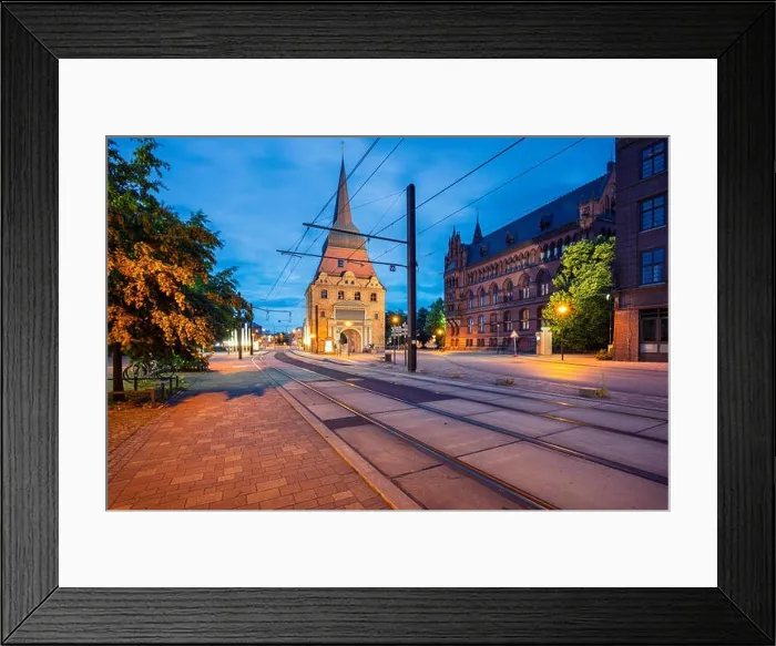 Framed Print : Rostock, Germany. Cityscape image of Rostock, Germany during twilight blue hour Framed Print : Rostock, Germany. Cityscape image of Rostock, Germany during twilight blue hour