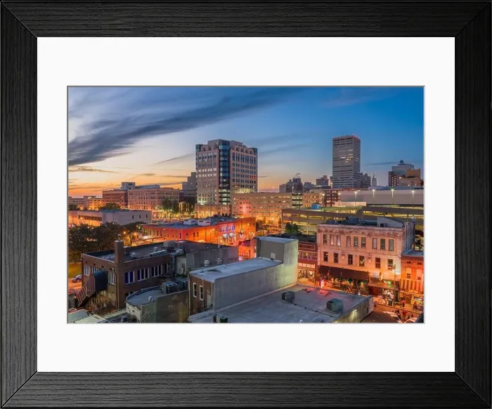 Framed Print : Memphis, Tennesse, USA downtown cityscape at dusk over Beale Street Framed Print : Memphis, Tennesse, USA downtown cityscape at dusk over Beale Street