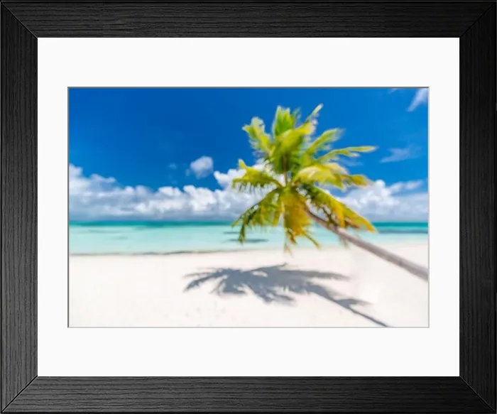 Framed Print : Beach landscape background with blurred sea and coconut tree background under blue sky. Exotic idyllic beach, tropical island blurred landscape Framed Print : Beach landscape background with blurred sea and coconut tree background under blue sky. Exotic idyllic beach, tropical island blurred landscape