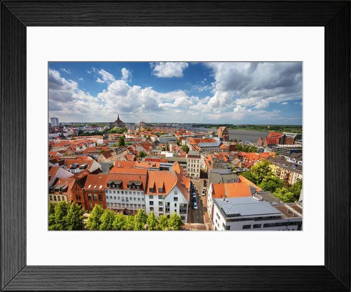 Framed Print : Rostock, Germany. Aerial cityscape image of Rostock, Germany during sunny summer day Framed Print : Rostock, Germany. Aerial cityscape image of Rostock, Germany during sunny summer day