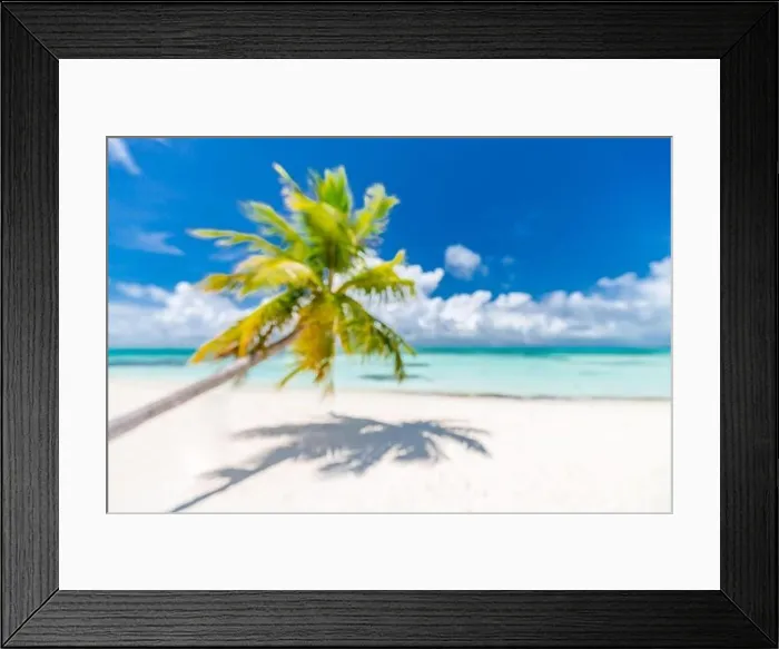 Framed Print : Beach landscape background with blurred sea and coconut tree background under blue sky. Exotic idyllic beach, tropical island blurred landscape Framed Print : Beach landscape background with blurred sea and coconut tree background under blue sky. Exotic idyllic beach, tropical island blurred landscape
