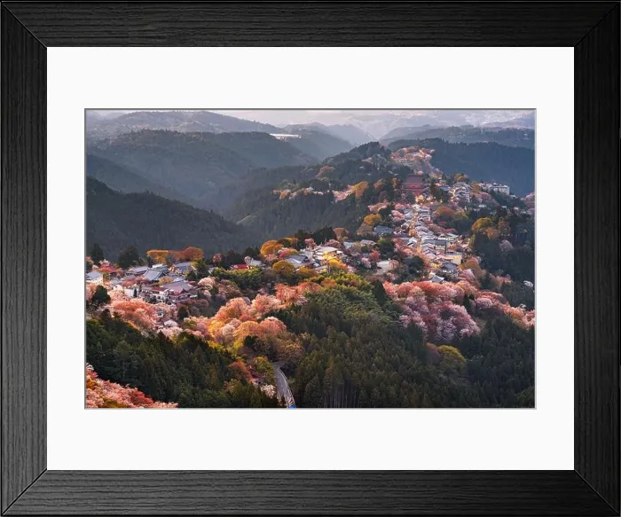 Framed Print : Yoshinoyama, Nara, Japan in spring season at dusk Framed Print : Yoshinoyama, Nara, Japan in spring season at dusk