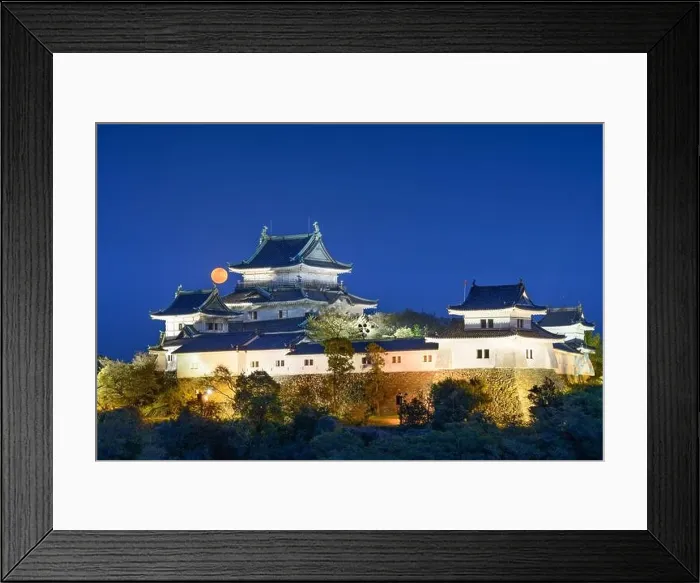 Framed Print : Wakayama, Japan with Wakayama Castle at moonrise Framed Print : Wakayama, Japan with Wakayama Castle at moonrise