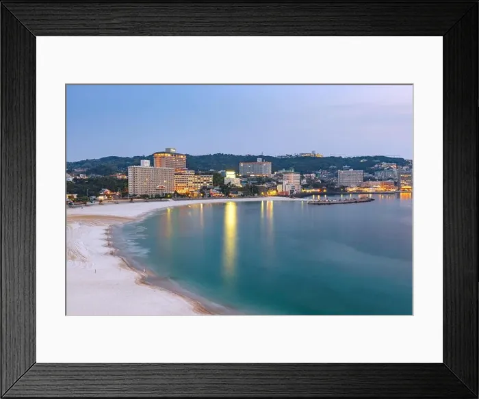 Framed Print : Shirahama, Japan skyline with the beach resorts at twilight Framed Print : Shirahama, Japan skyline with the beach resorts at twilight