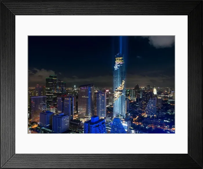 Framed Print : Bangkok night view with skyscraper in business district in Bangkok Thailand Framed Print : Bangkok night view with skyscraper in business district in Bangkok Thailand