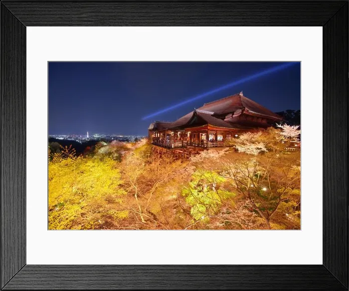 Framed Print : Kyoto, Japan at the Kiyomizudera Temple during spring season at night Framed Print : Kyoto, Japan at the Kiyomizudera Temple during spring season at night