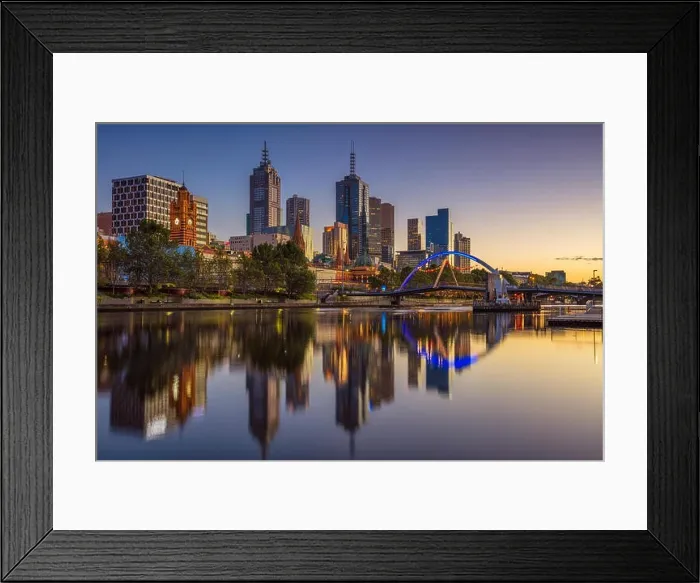 Framed Print : City of Melbourne. Cityscape image of Melbourne, Australia during summer sunrise