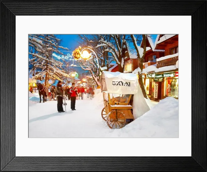Framed Print : Winter city scene in Zakopane Village, Poland Framed Print : Winter city scene in Zakopane Village, Poland
