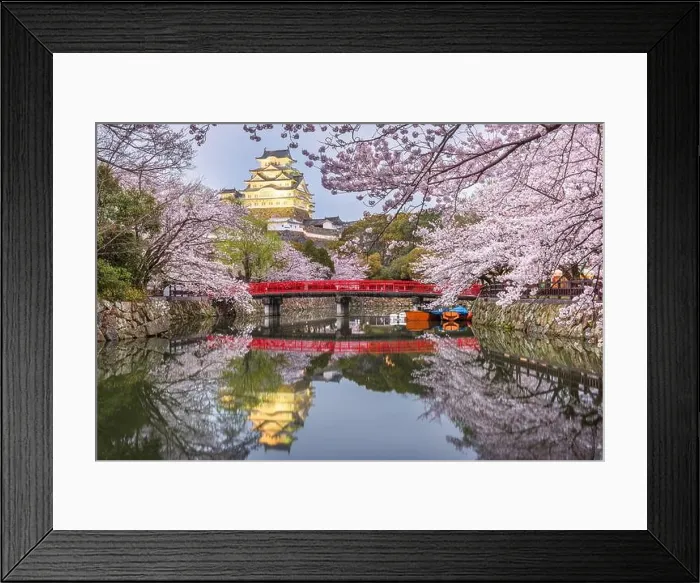 Framed Print : Himeji, Japan at Himeji Castle's surrounding moat in the spring season at dusk Framed Print : Himeji, Japan at Himeji Castle's surrounding moat in the spring season at dusk