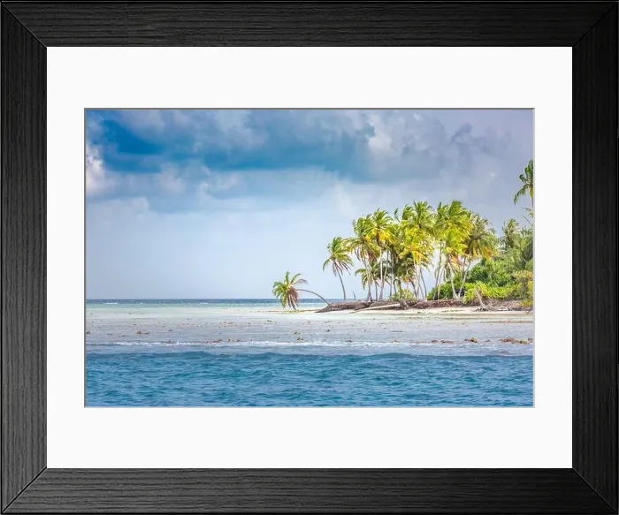 Framed Print : Cloudy tropical island coast or shoreline, palm trees and storm clouds with wavey sea or ocean water. Exotic destination island coastline Framed Print : Cloudy tropical island coast or shoreline, palm trees and storm clouds with wavey sea or ocean water. Exotic destination island coastline