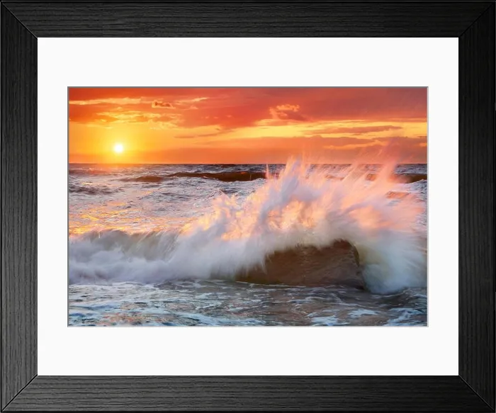 Framed Print : Sea wave at sunset time, Baltic Sea landscape, Pomerania, Poland Framed Print : Sea wave at sunset time, Baltic Sea landscape, Pomerania, Poland