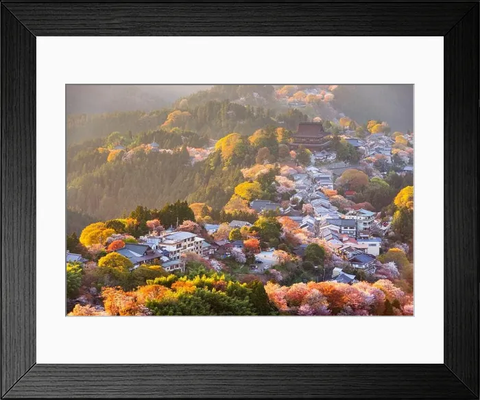 Framed Print : Yoshinoyama, Nara, Japan in spring season at dusk Framed Print : Yoshinoyama, Nara, Japan in spring season at dusk