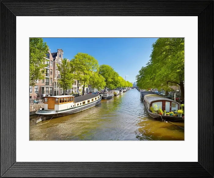 Framed Print : Amsterdam, Houseboat barge, Amsterdam canal - Holland, Netherlands Framed Print : Amsterdam, Houseboat barge, Amsterdam canal - Holland, Netherlands