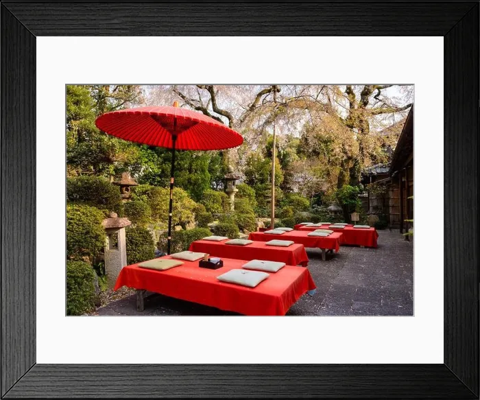 Framed Print : Outdoor Japanese-style dining on the patio Framed Print : Outdoor Japanese-style dining on the patio