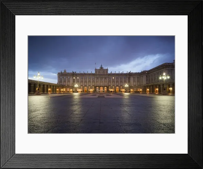 Framed Print : Madrid Royal Palace in evening twilight in Madrid, Spain Framed Print : Madrid Royal Palace in evening twilight in Madrid, Spain