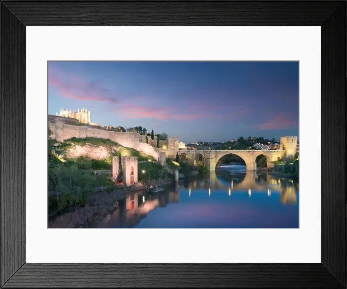 Framed Print : Toledo city during twilight night. Landscape of Toledo, UNESCO World Heritage. Historical building near Madrid, Spain Framed Print : Toledo city during twilight night. Landscape of Toledo, UNESCO World Heritage. Historical building near Madrid, Spain