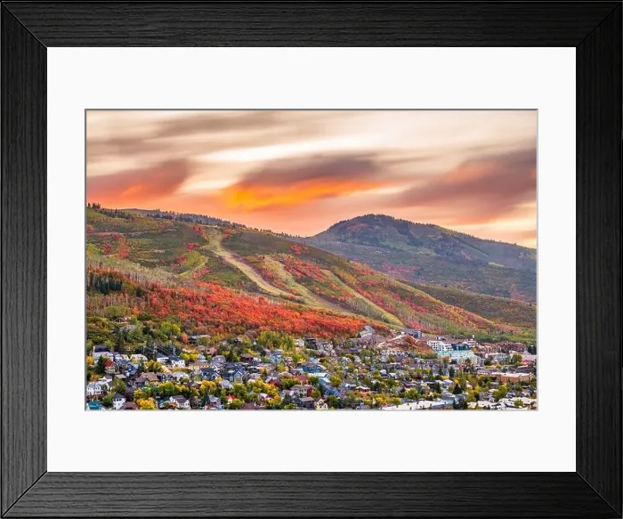 Framed Print : Park City, Utah, USA downtown in autumn at dusk