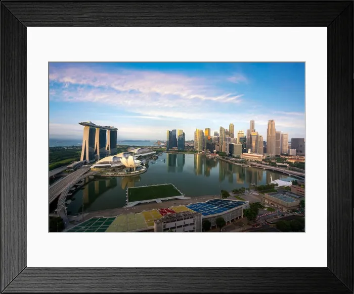 Framed Print : Singapore cityscape at dusk. Landscape of Singapore business building around Marina bay. Modern high building in business district area at twilight Framed Print : Singapore cityscape at dusk. Landscape of Singapore business building around Marina bay. Modern high building in business district area at twilight