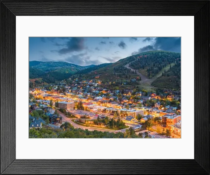 Framed Print : Park City, Utah, USA downtown in autumn at dusk Framed Print : Park City, Utah, USA downtown in autumn at dusk
