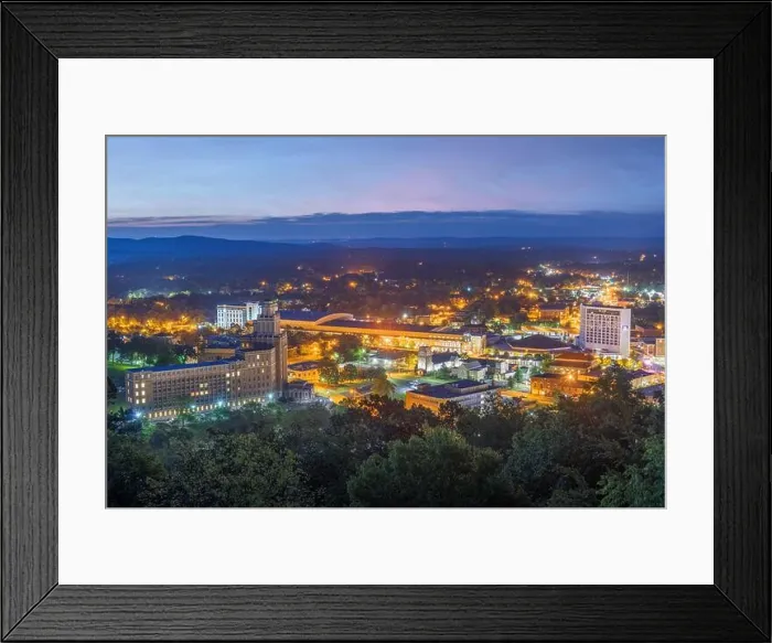 Framed Print : Hot Springs, Arkansas, USA town skyline from above at dawn Framed Print : Hot Springs, Arkansas, USA town skyline from above at dawn