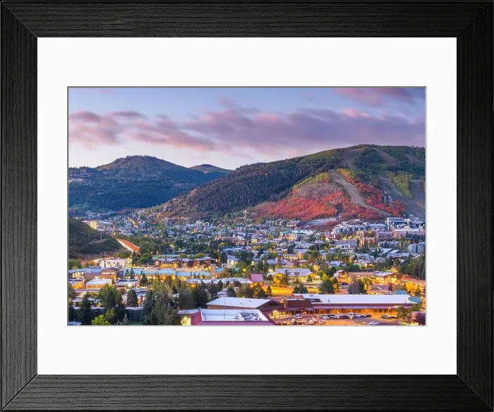 Framed Print : Park City, Utah, USA downtown in autumn at dusk Framed Print : Park City, Utah, USA downtown in autumn at dusk
