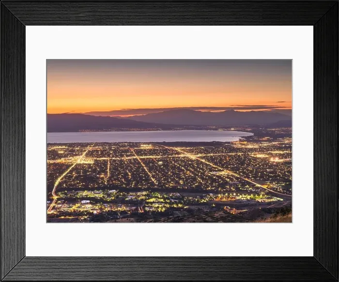 Framed Print : Provo, Utah, USA view of downtown from the lookout during dusk Framed Print : Provo, Utah, USA view of downtown from the lookout during dusk