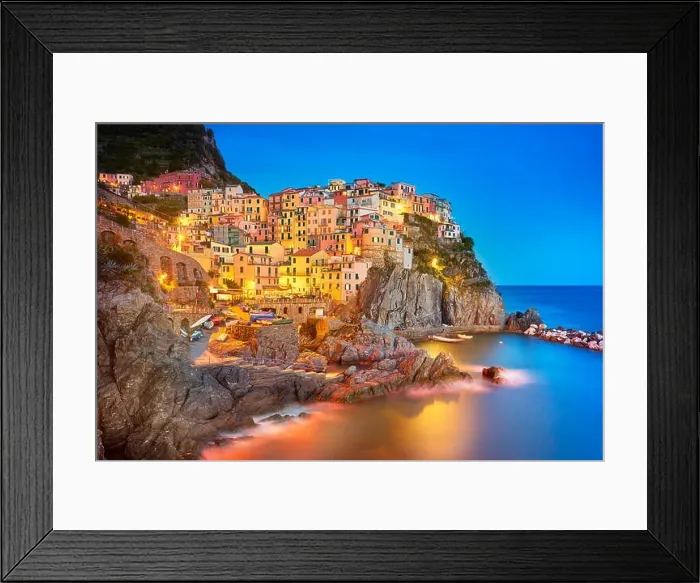 Framed Print : Manarola at evening dusk, Cinque Terre, Liguria, Italy Framed Print : Manarola at evening dusk, Cinque Terre, Liguria, Italy