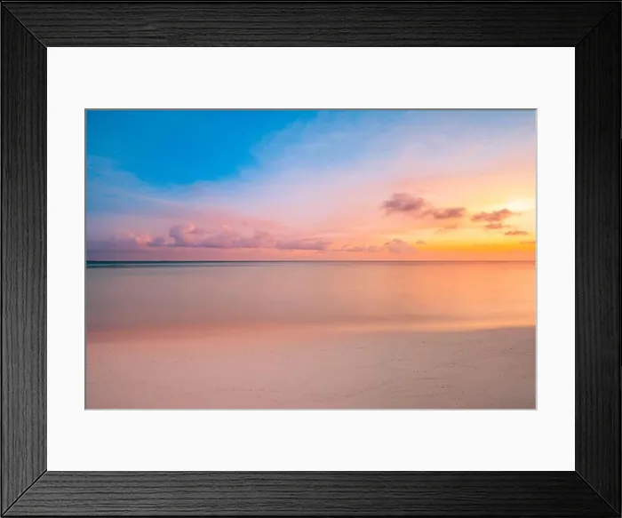 Framed Print : Sea sand sky beach closeup. Panoramic island landscape. Inspire tropical beach seascape shore horizon. Colorful sunset sky calmness tranquil relax Framed Print : Sea sand sky beach closeup. Panoramic island landscape. Inspire tropical beach seascape shore horizon. Colorful sunset sky calmness tranquil relax