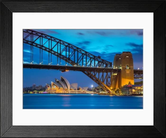 Framed Print : Sydney. Cityscape image of Sydney Opera House, Australia with Harbour Bridge and Sydney skyline during sunset Framed Print : Sydney. Cityscape image of Sydney Opera House, Australia with Harbour Bridge and Sydney skyline during sunset