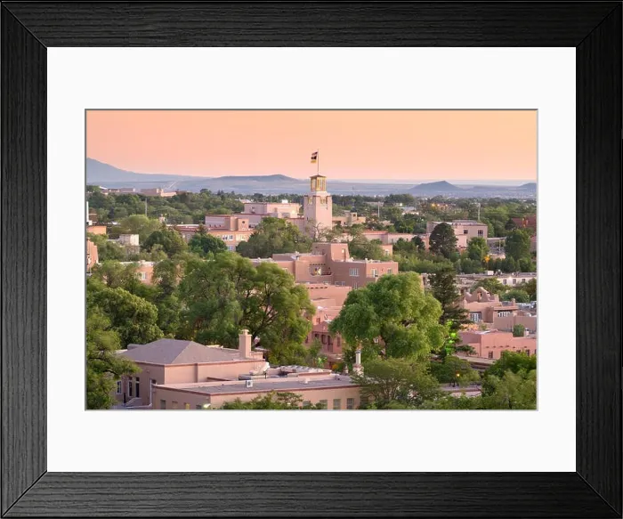 Framed Print : Santa Fe, New Mexico, USA downtown skyline at dusk Framed Print : Santa Fe, New Mexico, USA downtown skyline at dusk