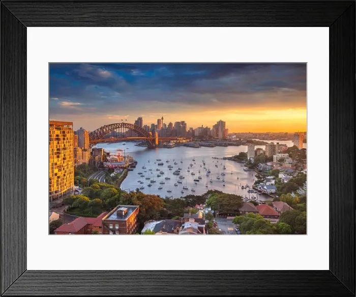 Framed Print : Sydney. Cityscape image of Sydney, Australia with Harbour Bridge and Sydney skyline during sunset Framed Print : Sydney. Cityscape image of Sydney, Australia with Harbour Bridge and Sydney skyline during sunset