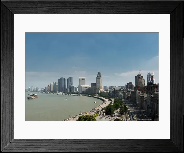 Framed Print : Cityscape of in Shanghai bund with modern buildings at Shanghai, China