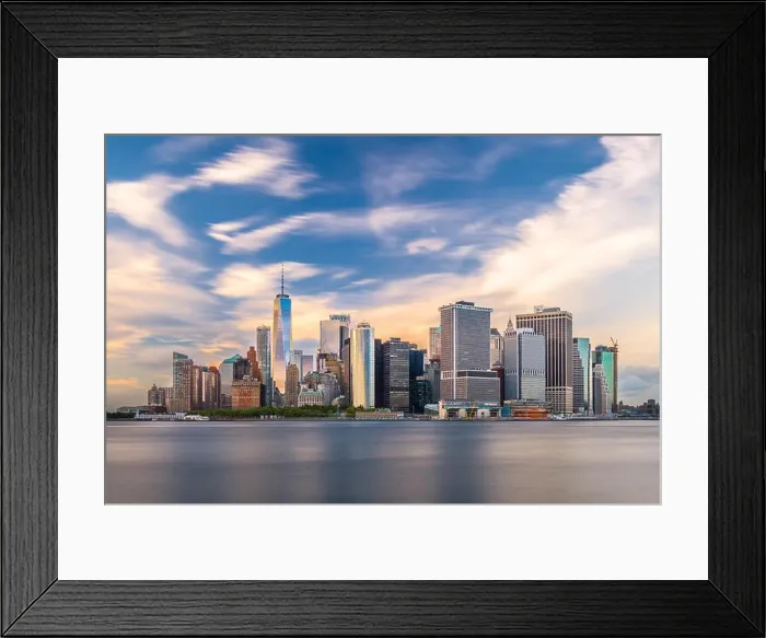 Framed Print : New York, New York, USA skyline on the bay at twilight from Governor's Island