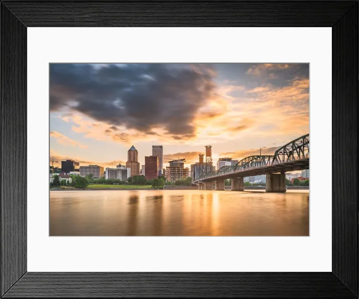 Framed Print : Portland, Oregon, USA skyline at dusk on the Willamette River Framed Print : Portland, Oregon, USA skyline at dusk on the Willamette River