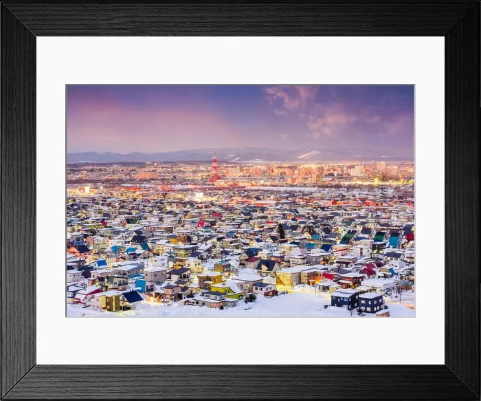 Framed Print : Asahikawa, Japan winter cityscape in Hokkaido Framed Print : Asahikawa, Japan winter cityscape in Hokkaido