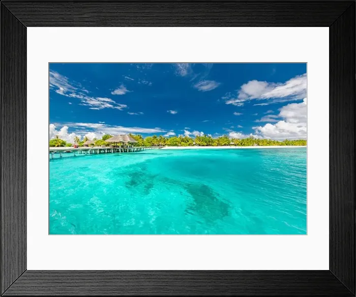 Framed Print : Maldives dream trip, beautiful, sunny, exotic vacations. Summer vacation on a tropical island in the Maldives as travel destination paradise island Framed Print : Maldives dream trip, beautiful, sunny, exotic vacations. Summer vacation on a tropical island in the Maldives as travel destination paradise island