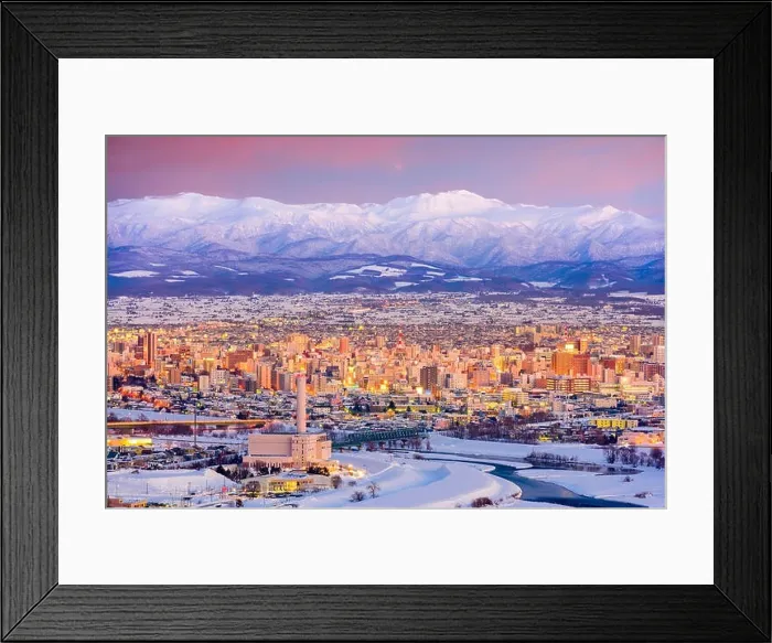 Framed Print : Asahikawa, Japan winter cityscape in Hokkaido Framed Print : Asahikawa, Japan winter cityscape in Hokkaido