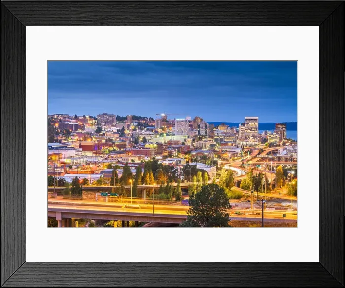 Framed Print : Tacoma, Washington, USA skyline at night Framed Print : Tacoma, Washington, USA skyline at night