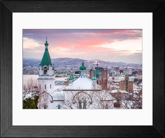 Framed Print : Hakodate, Japan orthodox church and cityscape Framed Print : Hakodate, Japan orthodox church and cityscape
