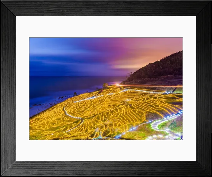 Framed Print : Wajima, Japan at Shiroyone Senmaida rice terraces at night Framed Print : Wajima, Japan at Shiroyone Senmaida rice terraces at night