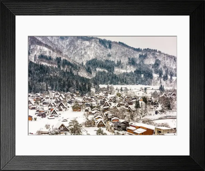 Framed Print : Shirakawago, Japan historic winter village Framed Print : Shirakawago, Japan historic winter village